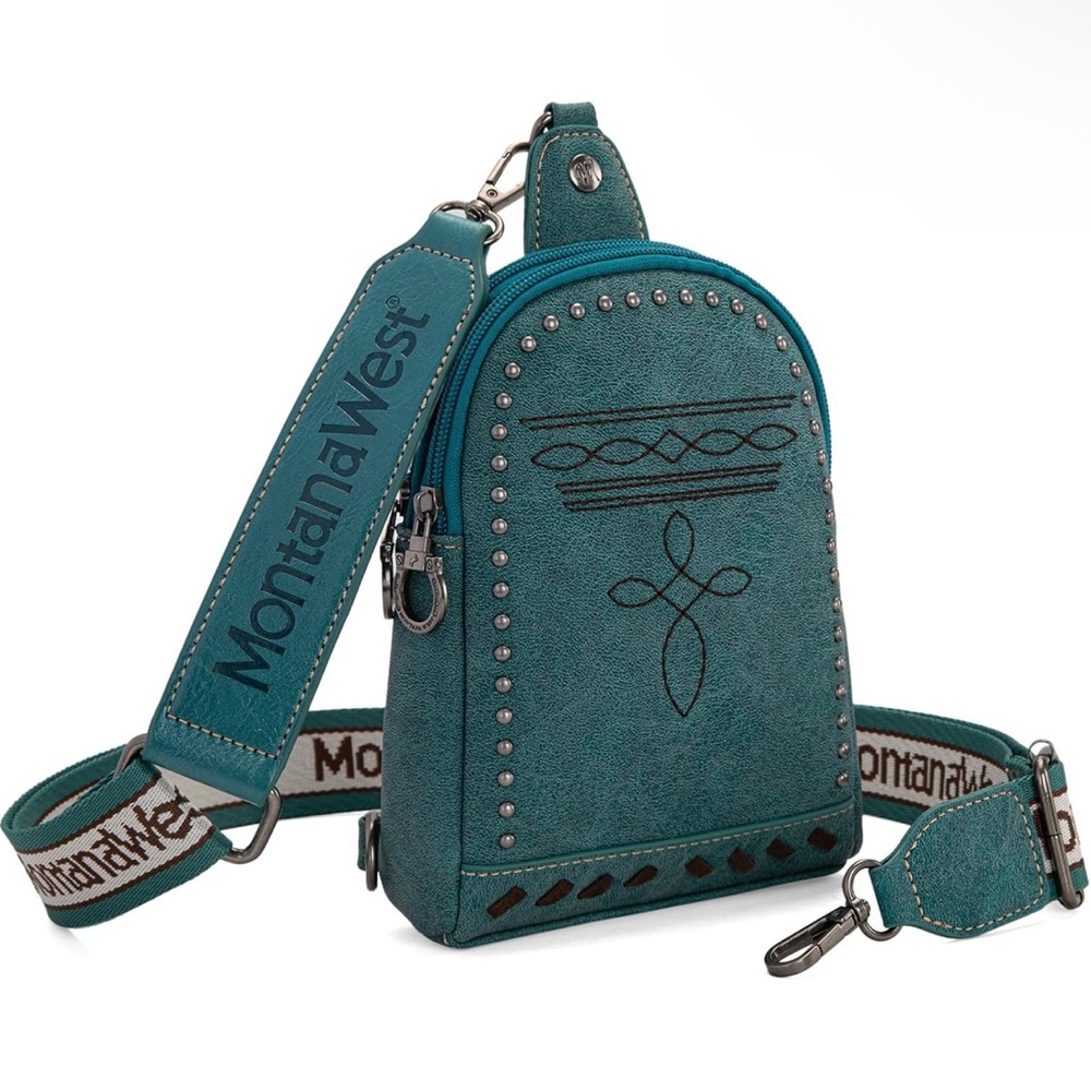 Montana West Blue Backpack with Studded Design and Detachable Straps - Picture 4 of 4